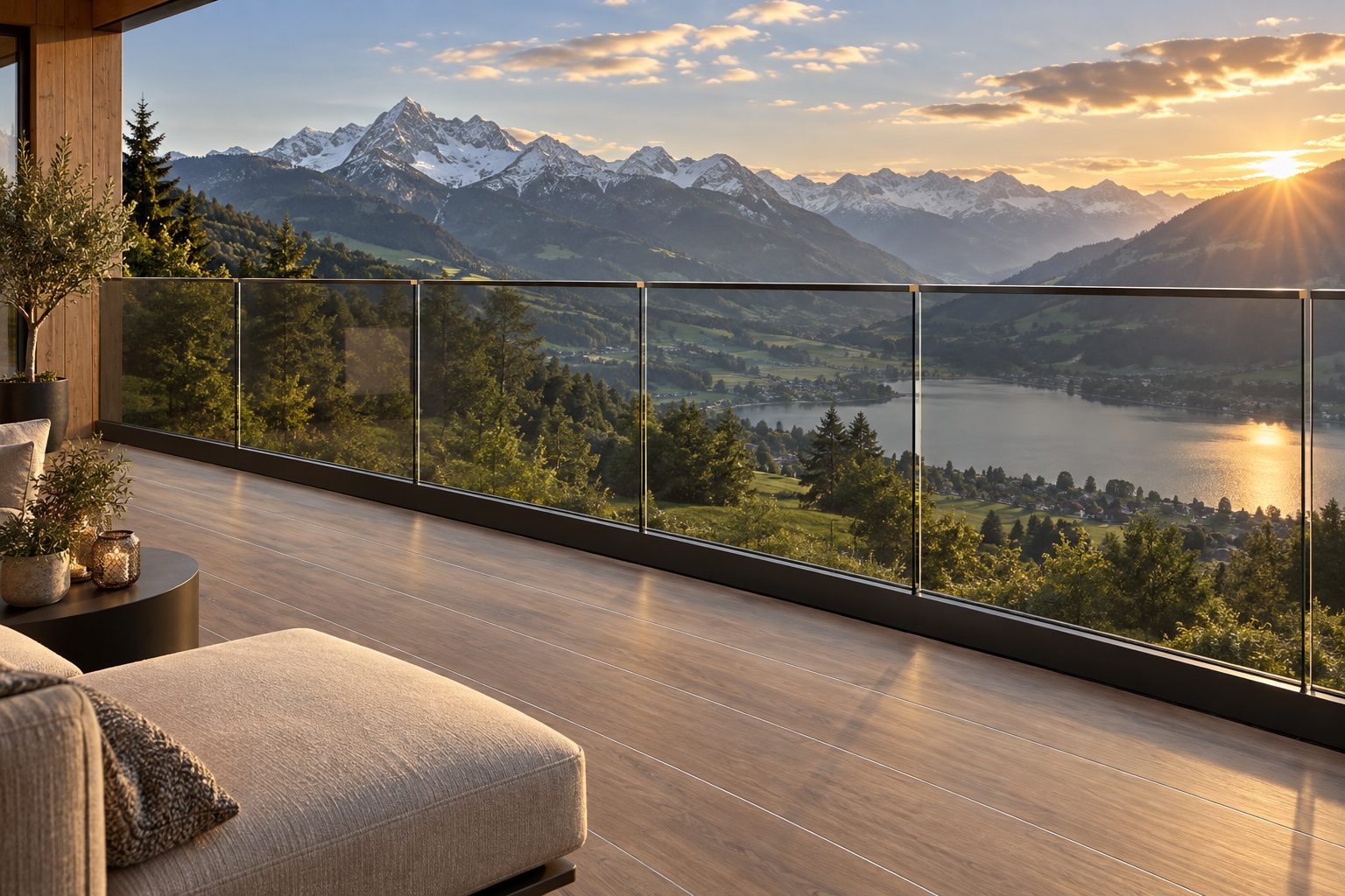 WPC-Terrassenbelag mit sichtbarer Aluminiumfuge