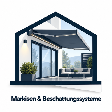 Illustration einer Markise über dem Sitzplatz