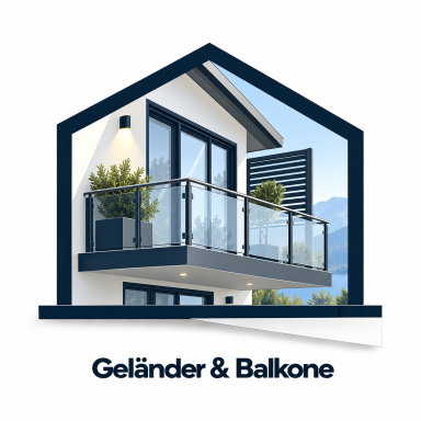 Illustration eines Balkons mit Glasgeländer