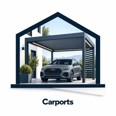 Illustration eines Carports mit Fahrzeug