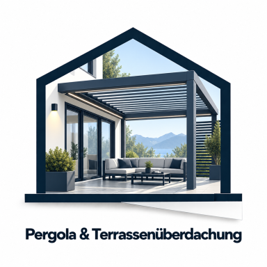 Illustration einer Pergola als Terrassenüberdachung